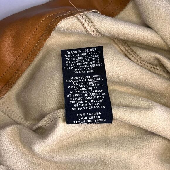 7 For All Mankind Camel Faux Leather Lined Front Stitched Leather PantSize Large - Picture 8 of 14